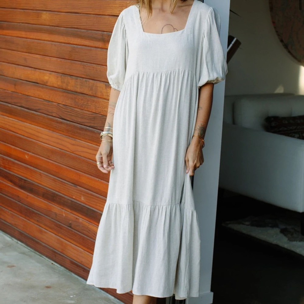 Rachel Pally Linen Mae Dress in Natural Sz Md